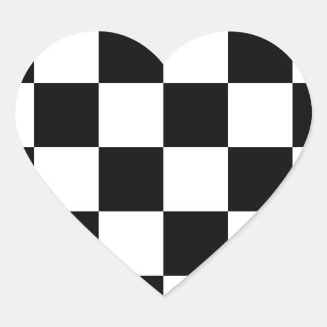Chequered Flag Racing Chess Checkers Chessboard Heart Sticker (Front)