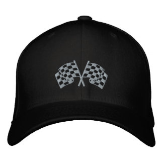 Chequered flag racing motorsport black cap