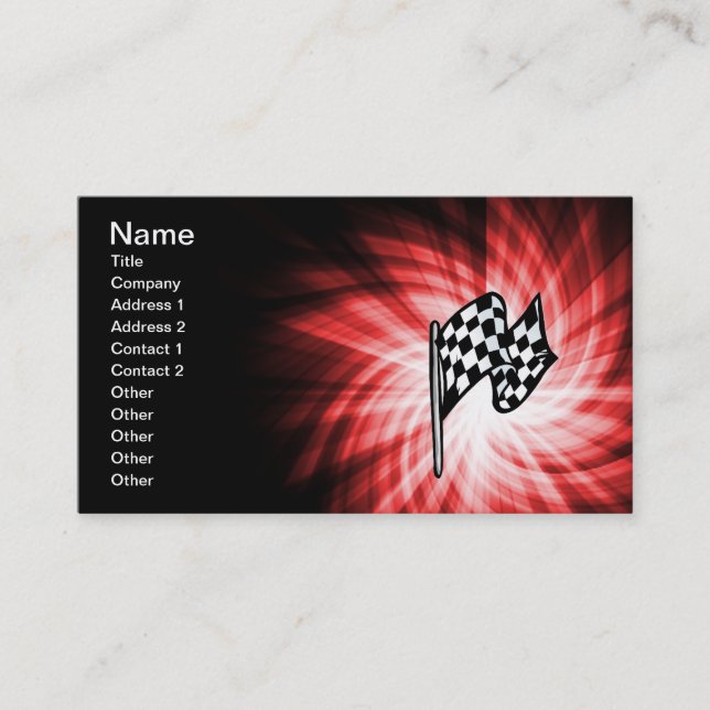 Chequered Flag; red Business Card (Front)