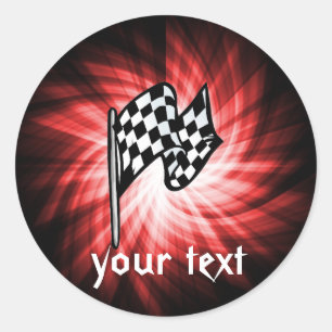 Chequered Flag; red Classic Round Sticker