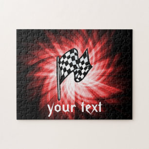 Chequered Flag; red Jigsaw Puzzle