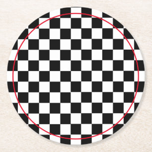 Chequered Flag Round Paper Coaster