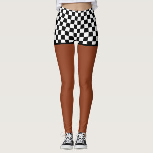 Chequered Flag Shorts - Medium Tone Leggings