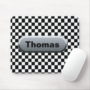 Chequered Flag Silver Finish Custom Mouse Mat