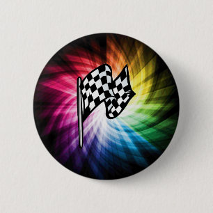 Chequered Flag Spectrum 6 Cm Round Badge