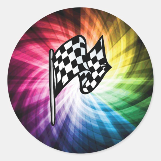 Chequered Flag Spectrum Classic Round Sticker (Front)