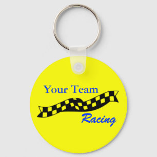 Chequered Flag Swoop Race Team Keychain