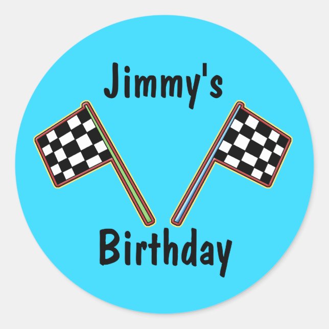 Chequered Flags Birthday Sticker (Front)