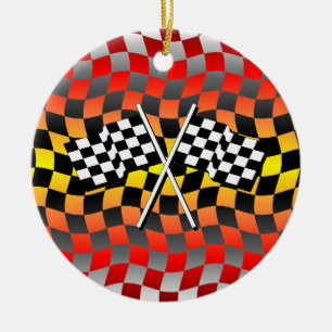 chequered flags ceramic tree decoration