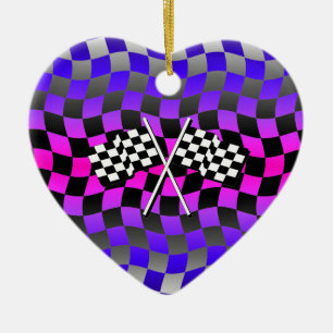 chequered flags ceramic tree decoration