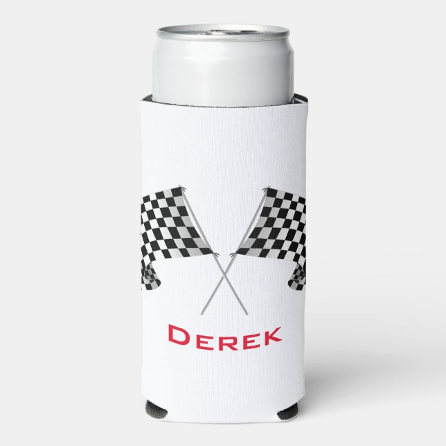 Chequered Flags Design Seltzer Can Cooler (Seltzer Front)