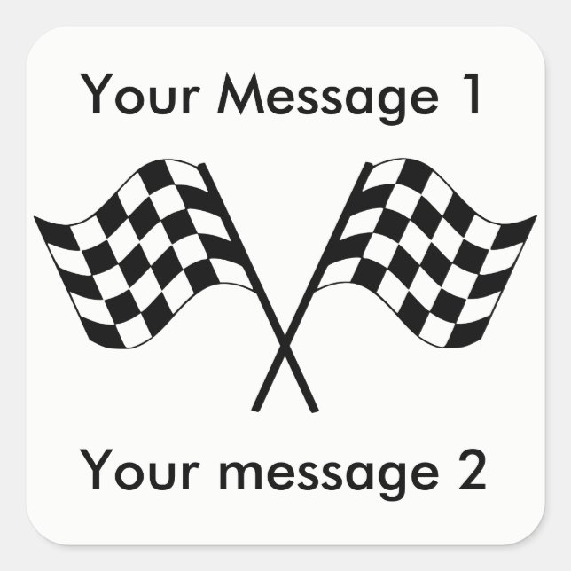 Chequered Flags Racing Personalised Square Sticker (Front)