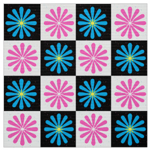 Chequered Floral Abstract Fabric