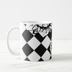 Chequered Flower Face Surreal Coffee Mug