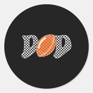 Chequered Football Dad For Men Fathers Day  Classic Round Sticker