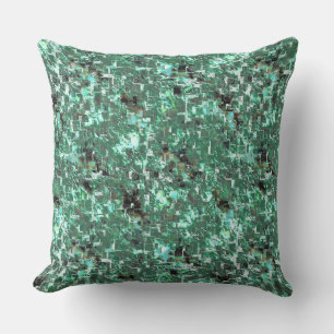 Chequered forest mosaic in mint green, roughness cushion