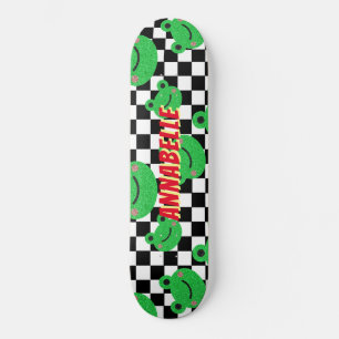 Chequered Frog Custom Name Skateboard