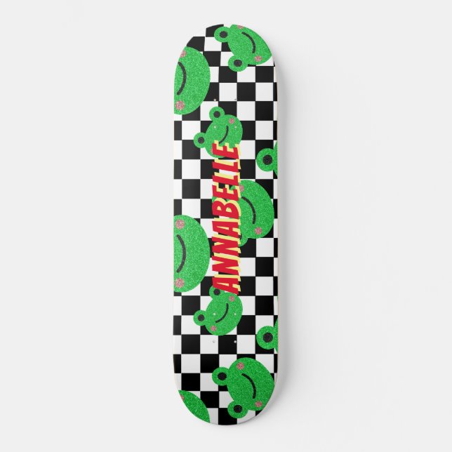 Chequered Frog Custom Name Skateboard (Front)