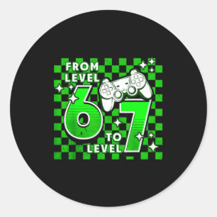 Chequered from level 6 to 7-7th birthday boy kids classic round sticker