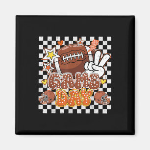 Chequered Game Day Cute Coquette Bow Football Wome Magnet