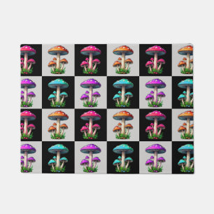 Chequered Geometric Mushroom Doormat