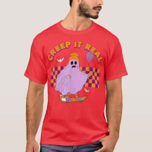 Chequered Ghost Skateboard Creep It Real Funny Hal T-Shirt