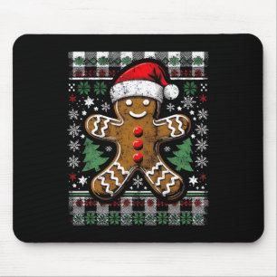 Chequered Gingerbread Man Distressed Ugly Christma Mouse Mat