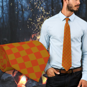 Chequered Gold Orange Fall Colours Tie