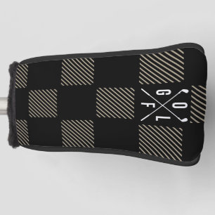 Chequered golf head cover