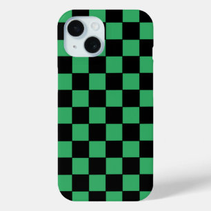 Chequered Green and Black iPhone 15 Case