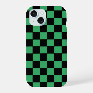 Chequered Green and Black iPhone 15 Case