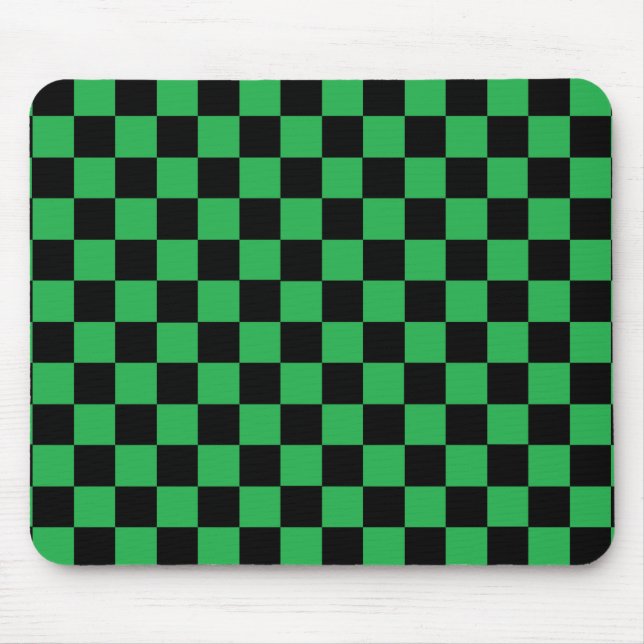 Chequered Green and Black Mouse Mat (Front)