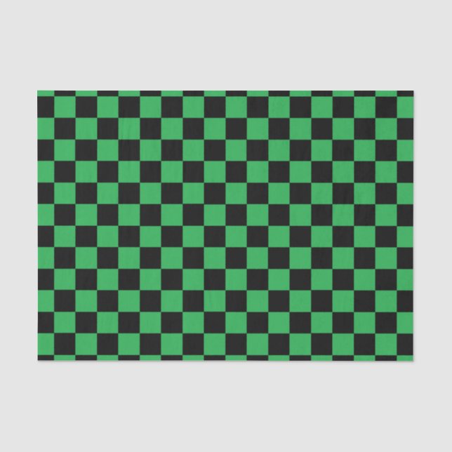 Chequered Green and Black Tissue Paper (Front)