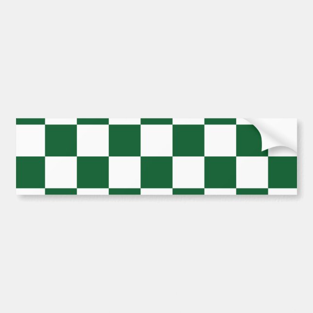 Chequered Green and White Bumper Sticker (Front)