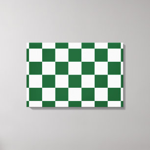 Chequered Green and White Canvas Print