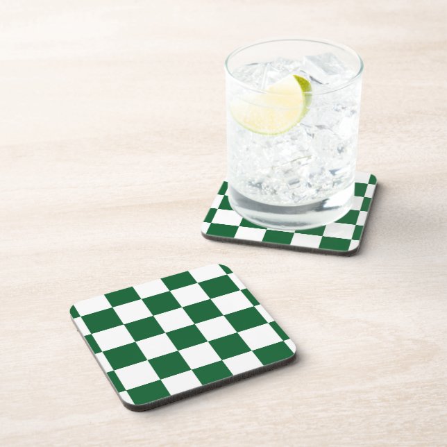 Chequered Green and White Coaster (Right Side)