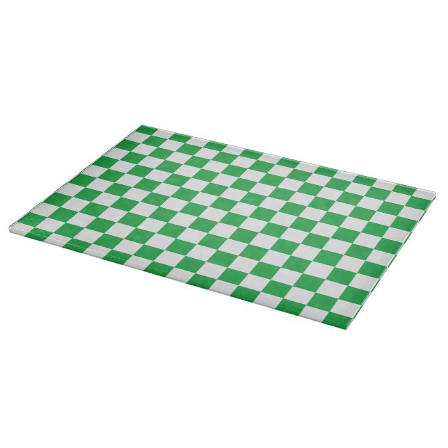 Chequered Green and White Cutting Board (Corner)