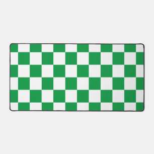Chequered Green and White Retro Desk Mat
