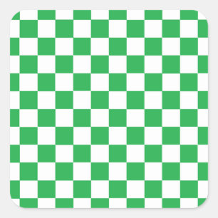Chequered Green and White Square Sticker