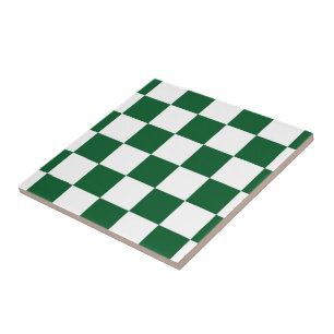 Chequered Green and White Tile