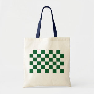 Chequered Green and White Tote Bag