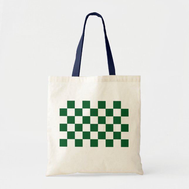 Chequered Green and White Tote Bag (Front)