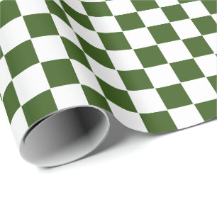 Chequered green and White Wrapping Paper