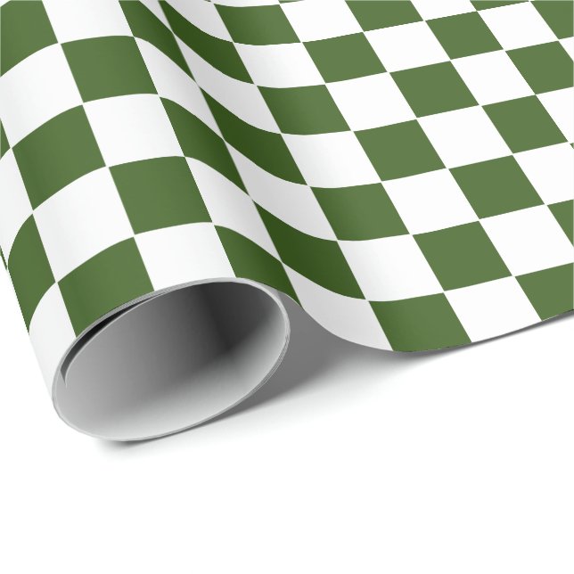 Chequered green and White  Wrapping Paper (Roll Corner)