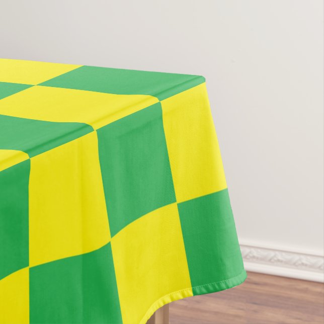 Chequered Green and Yellow Tablecloth (In Situ)