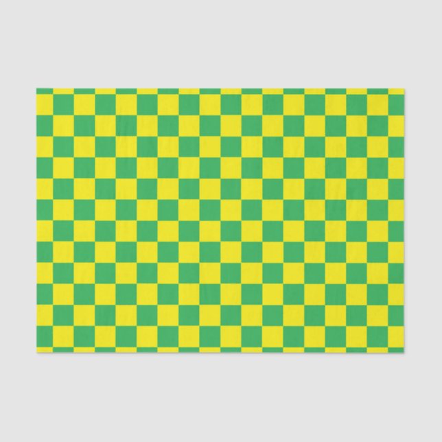 Chequered Green and Yellow Tissue Paper (Front)