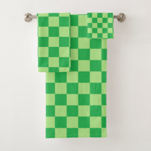 Chequered Green Bath Towel Set
