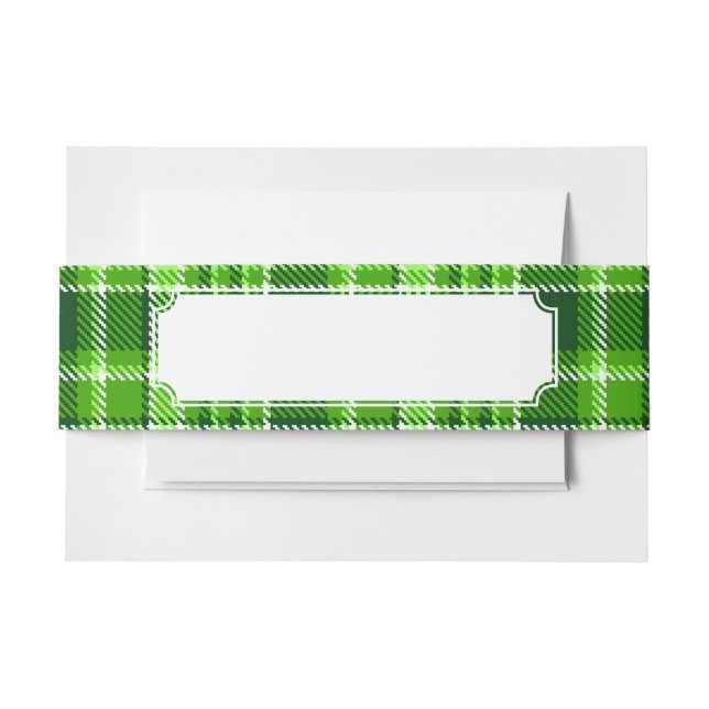Chequered Green Colour Pattern Invitation Belly Band (Front Example)