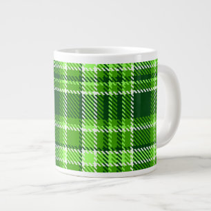 Chequered Green Colour Pattern Large Coffee Mug