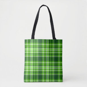 Chequered Green Colour Pattern Tote Bag